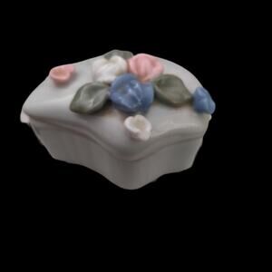 Vintage Porcelain Floral Trinket Box with Lid